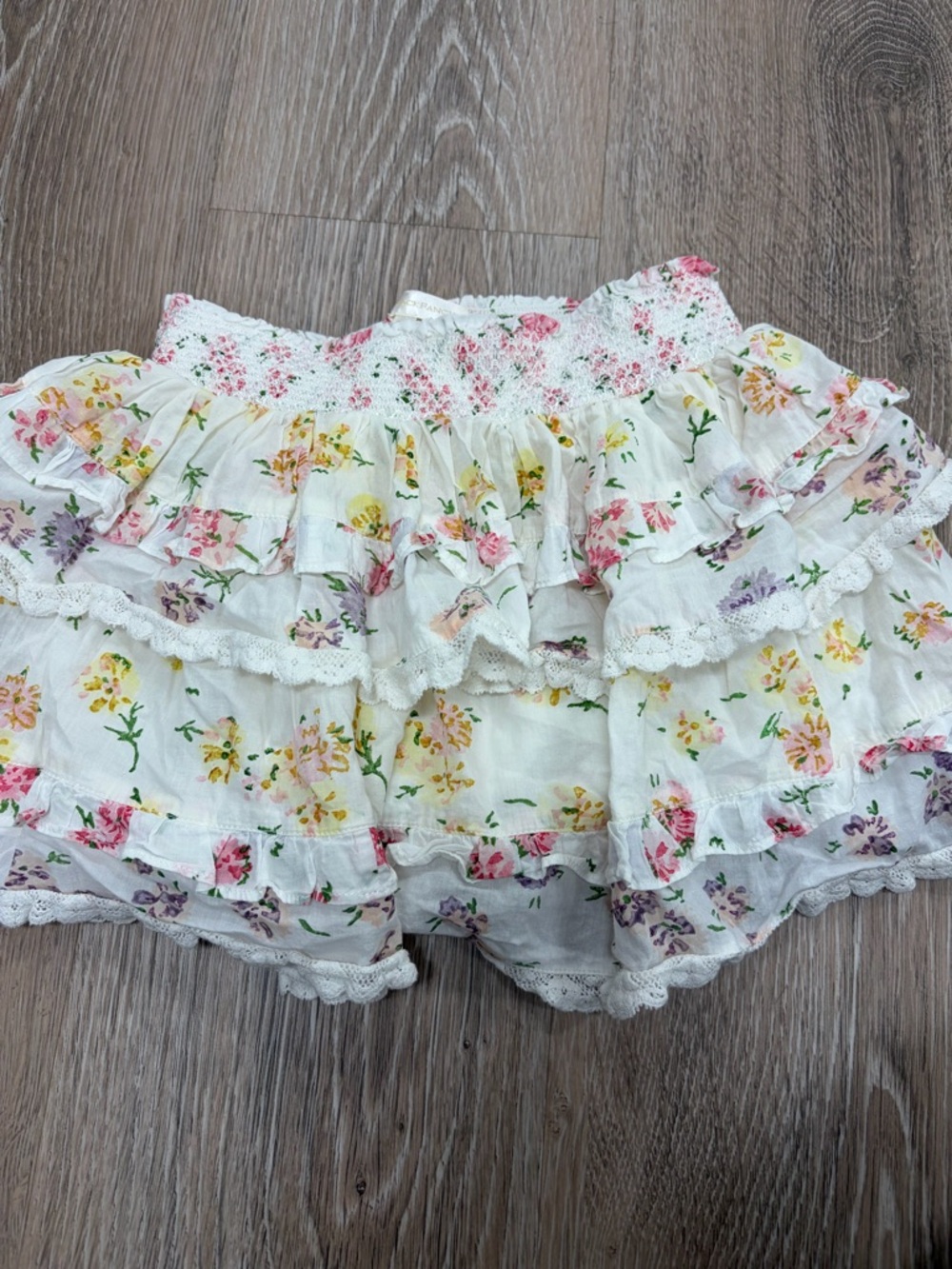 LoveShackFancy Floral Ruffled Skirt
